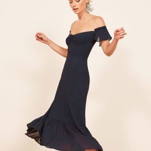 Reformation Butterfly Dress Navy Size 4(WORN ONCE)